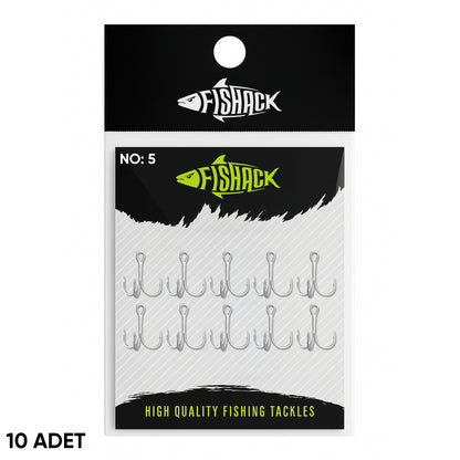 Üçlü İğne - Nikel Üçlü Kanca - Fishack 3210 - 10 Adet - No: 5