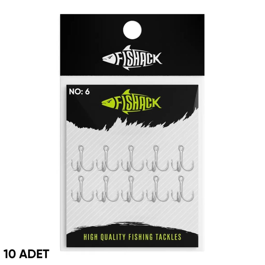 Üçlü İğne - Nikel Üçlü Kanca - Fishack 3210 - 10 Adet - No: 6
