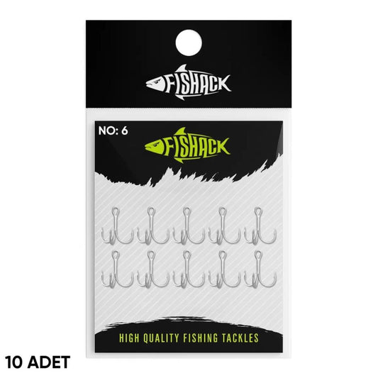 Üçlü İğne - Nikel Üçlü Kanca - Fishack 3210 - 10 Adet - No: 6