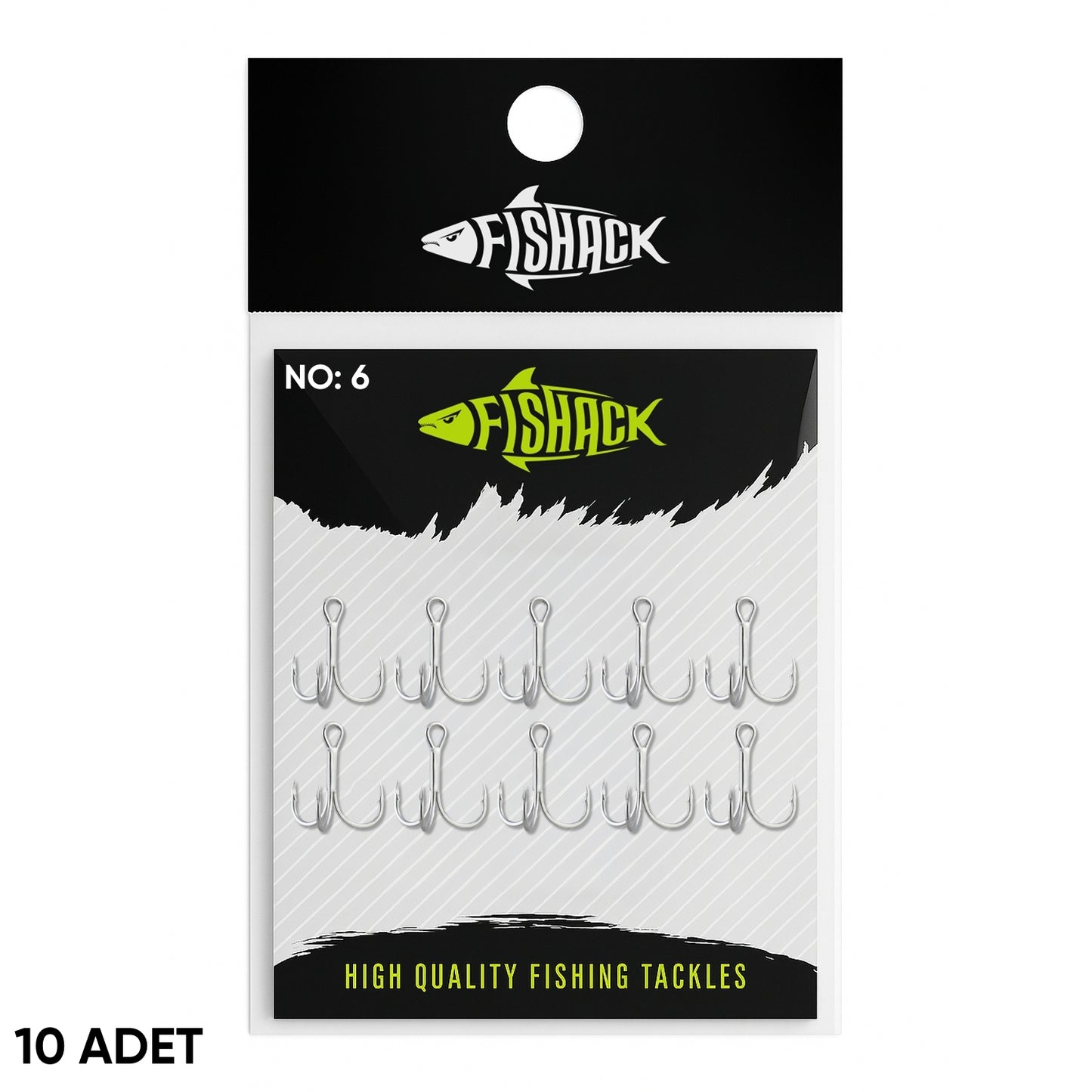 Üçlü İğne - Nikel Üçlü Kanca - Fishack 3210 - 10 Adet - No: 6