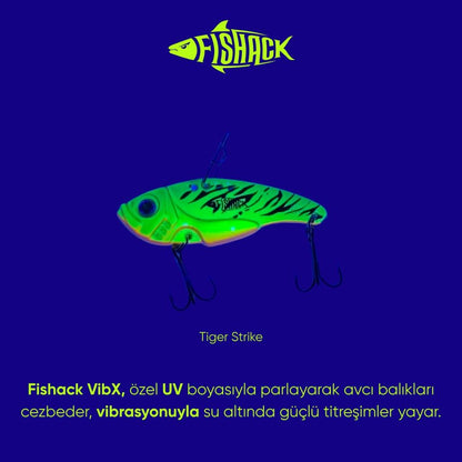Vibrasyon Yem - LRF/Spin Jig - Fishack VibraX - 15g 55mm - Tiger Strike - UV Boyalı