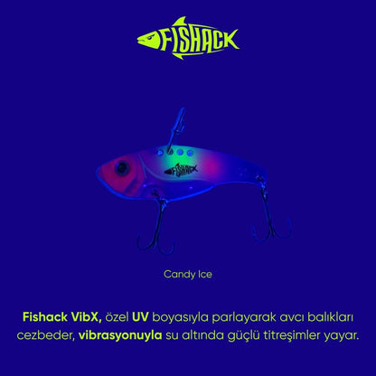 Vibrasyon Yem - LRF/Spin Jig - Fishack VibraX - 7g 40mm - Candy Ice - UV Boyalı