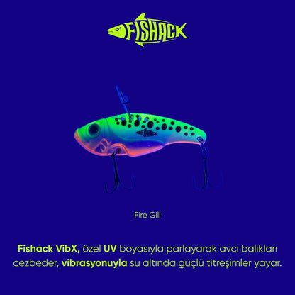 Vibrasyon Yem - LRF/Spin Jig - Fishack VibraX - 7g 40mm - Fire Gill - UV Boyalı
