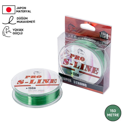 Yeşil Olta Misinası - Japon Materyal - 150 Metre - Pro S-Line - 0,18mm