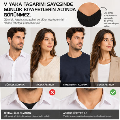 Yetişkin Termal İçlik Takım - Pamuklu - Argeus - HeatPro - Siyah