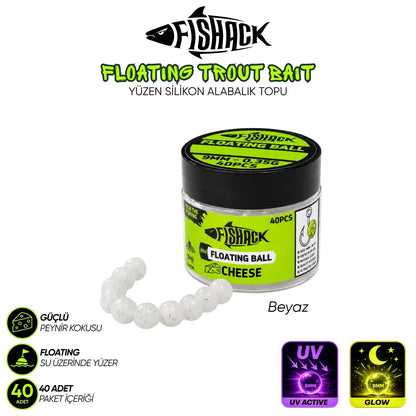 Yüzen Silikon Alabalık Topu - Fishack EggX - 40 Adet - Peynir Kokulu