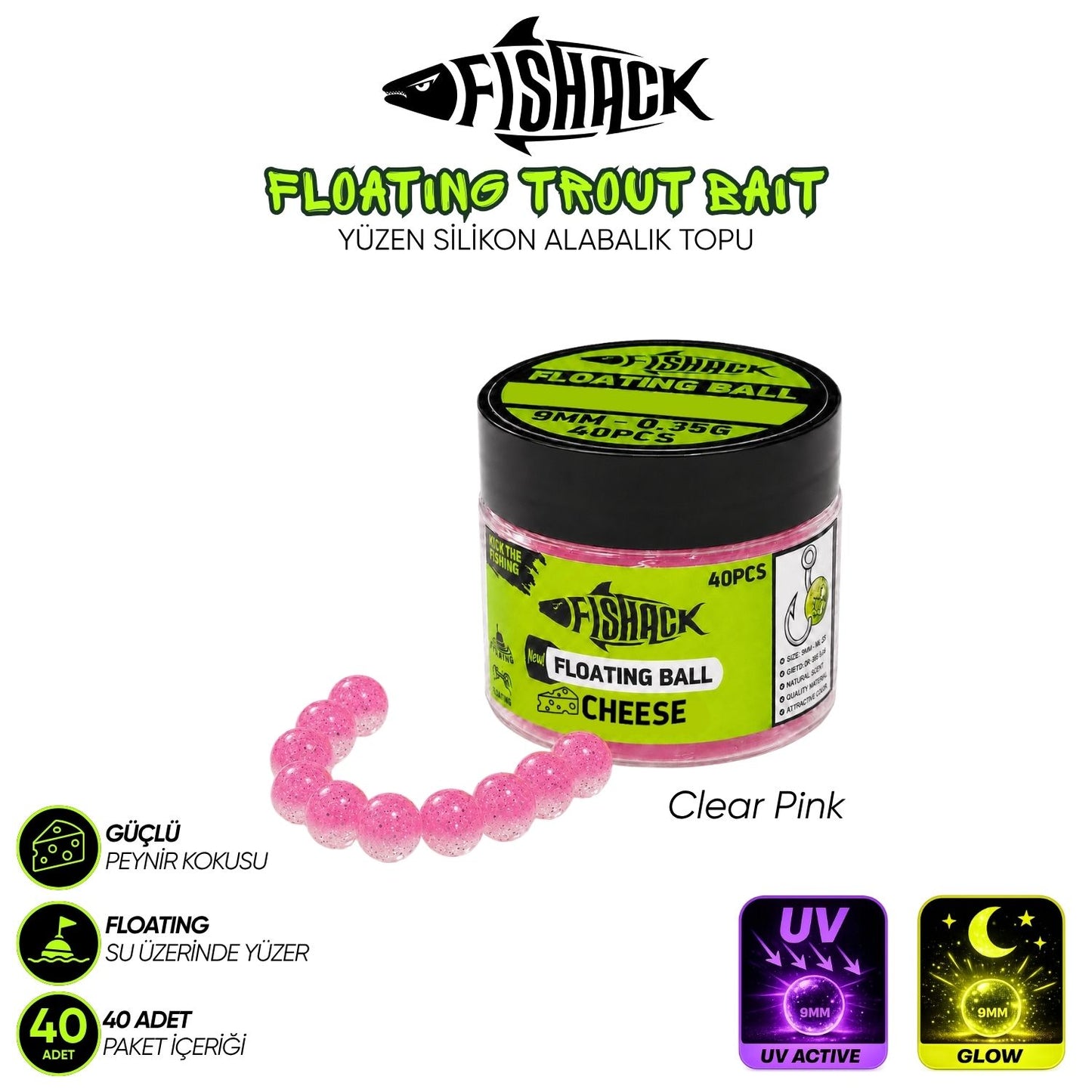 Yüzen Silikon Alabalık Topu - Fishack EggX - 40 Adet - Peynir Kokulu