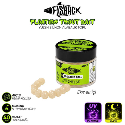 Yüzen Silikon Alabalık Topu - Fishack EggX - 40 Adet - Peynir Kokulu