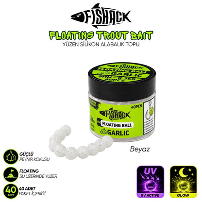 Yüzen Silikon Alabalık Topu - Fishack EggX - 40 Adet - Sarımsak Kokulu