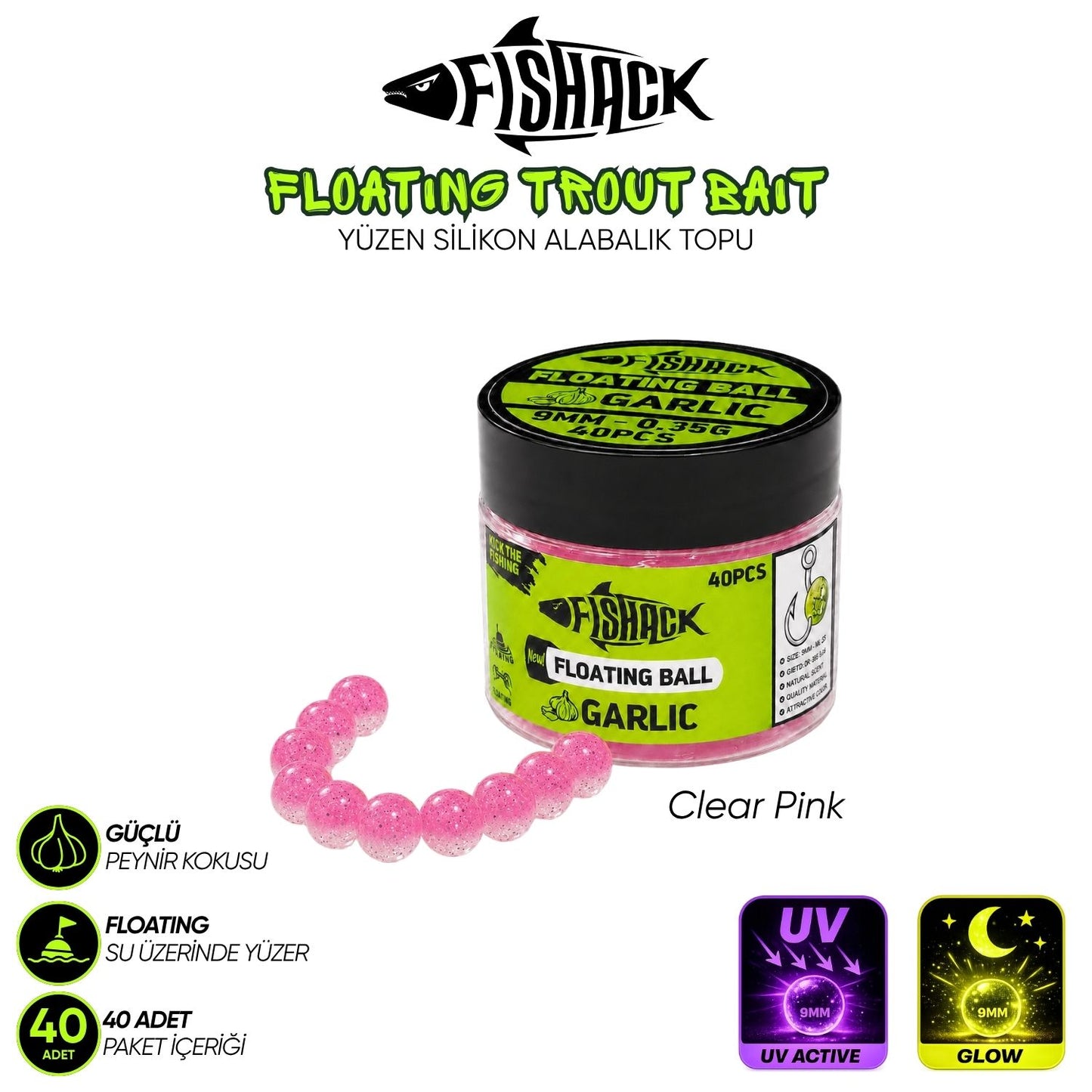 Yüzen Silikon Alabalık Topu - Fishack EggX - 40 Adet - Sarımsak Kokulu
