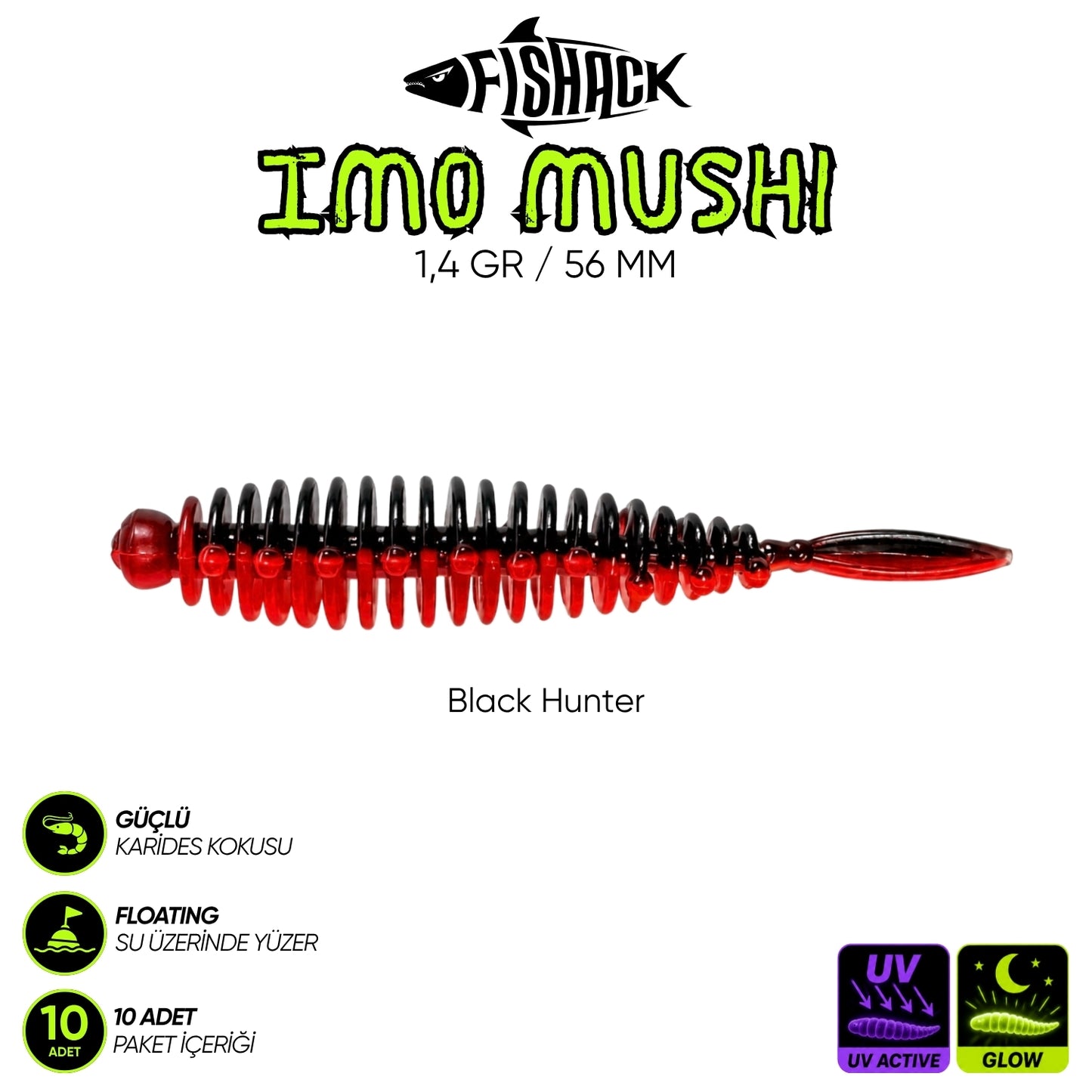 Yüzen Silikon Kurt - Fishack Imo Mushi - Karides Kokulu Kurt - 1,4g 56mm
