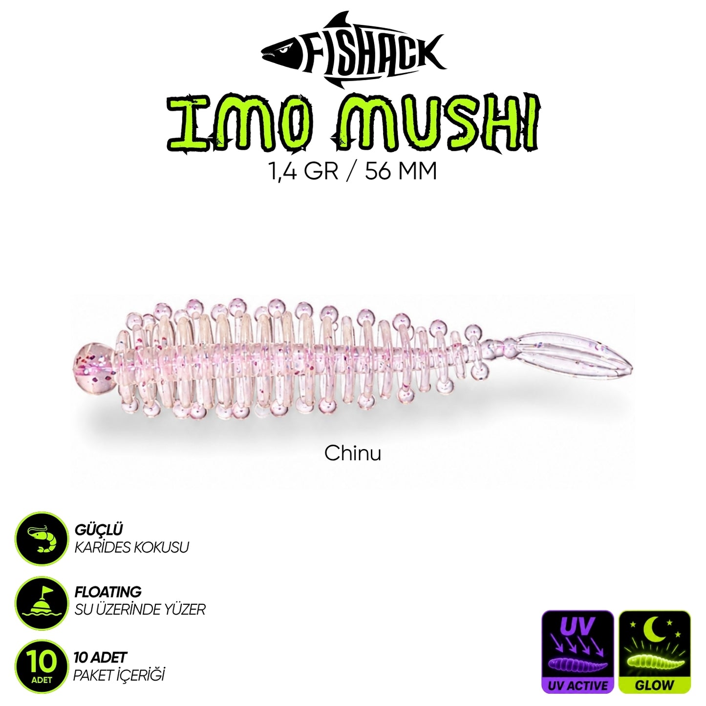 Yüzen Silikon Kurt - Fishack Imo Mushi - Karides Kokulu Kurt - 1,4g 56mm