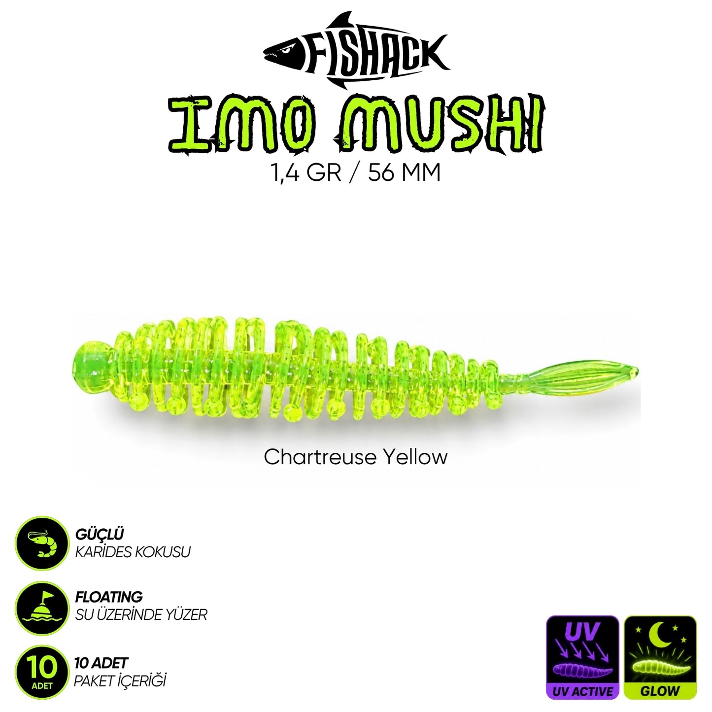 Yüzen Silikon Kurt - Fishack Imo Mushi - Karides Kokulu Kurt - 1,4g 56mm
