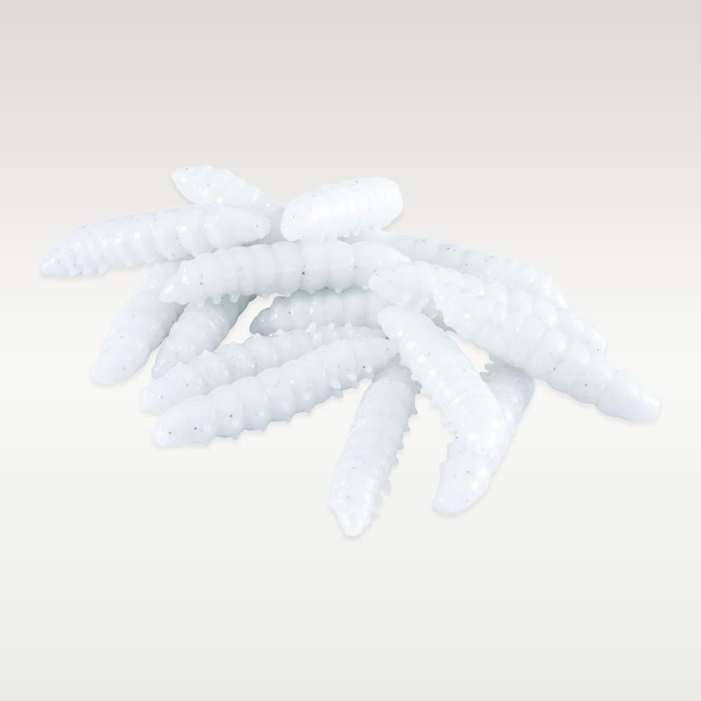 Yüzen Silikon Kurt - Glow Alabalık Yemi - 37mm - Karides Kokulu - Beyaz - Trout Bait