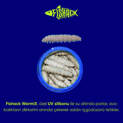 Yüzen Silikon Kurt - Glow Alabalık Yemi - 37mm - Karides Kokulu - Ekmek İçi - Trout Bait