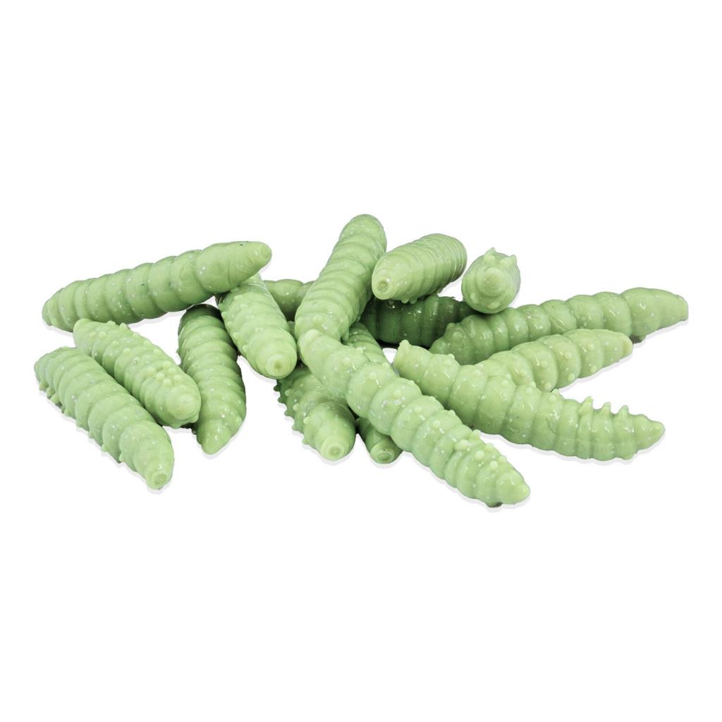 Yüzen Silikon Kurt - Glow Alabalık Yemi - 37mm - Karides Kokulu - Küf Yeşili - Trout Bait