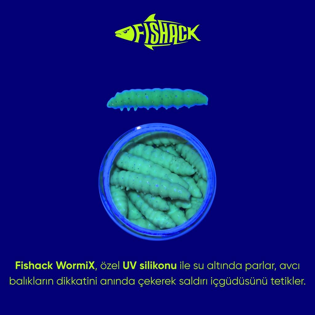 Yüzen Silikon Kurt - Glow Alabalık Yemi - 37mm - Karides Kokulu - Küf Yeşili - Trout Bait