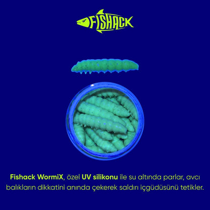 Yüzen Silikon Kurt - Glow Alabalık Yemi - 37mm - Karides Kokulu - Küf Yeşili - Trout Bait