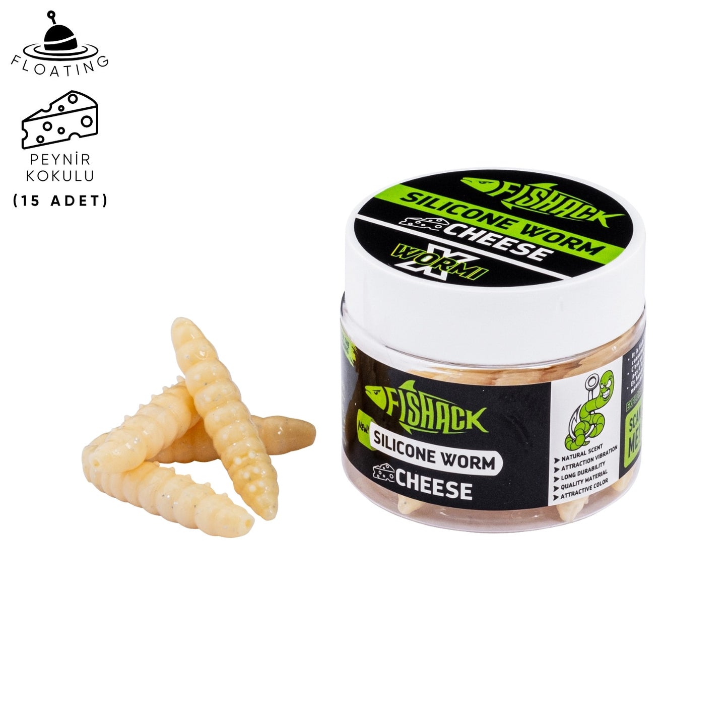 Yüzen Silikon Kurt - Glow Alabalık Yemi - 37mm - Peynir Kokulu - Ekmek İçi - Trout Bait