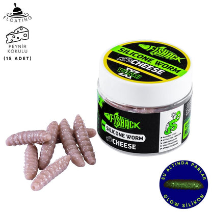 Yüzen Silikon Kurt - Glow Alabalık Yemi - 37mm - Peynir Kokulu - Kahverengi - Trout Bait