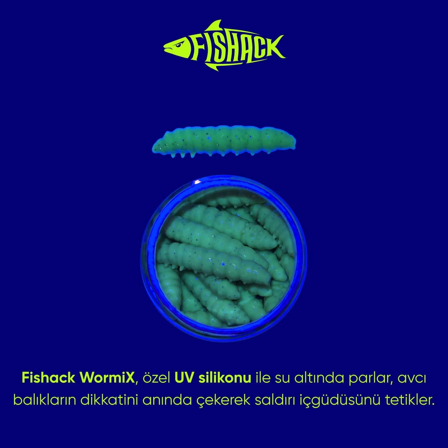 Yüzen Silikon Kurt - Glow Alabalık Yemi - 37mm - Peynir Kokulu - Küf Yeşili