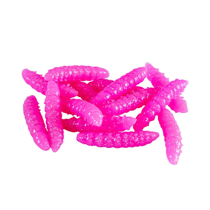 Yüzen Silikon Kurt - Glow Alabalık Yemi - 37mm - Peynir Kokulu - Pembe - Trout Bait