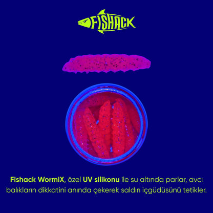 Yüzen Silikon Kurt - Glow Alabalık Yemi - 37mm - Peynir Kokulu - Pembe - Trout Bait