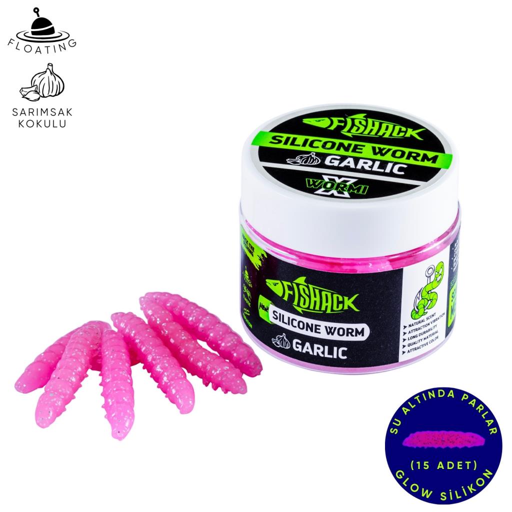 Yüzen Silikon Kurt - Glow Alabalık Yemi - 37mm - Peynir Kokulu - Pembe - Trout Bait