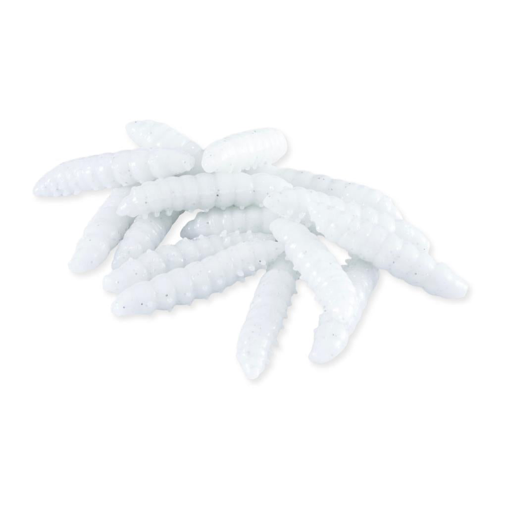 Yüzen Silikon Kurt - Glow Alabalık Yemi - 37mm - Sarımsak Kokulu - Beyaz - Trout Bait