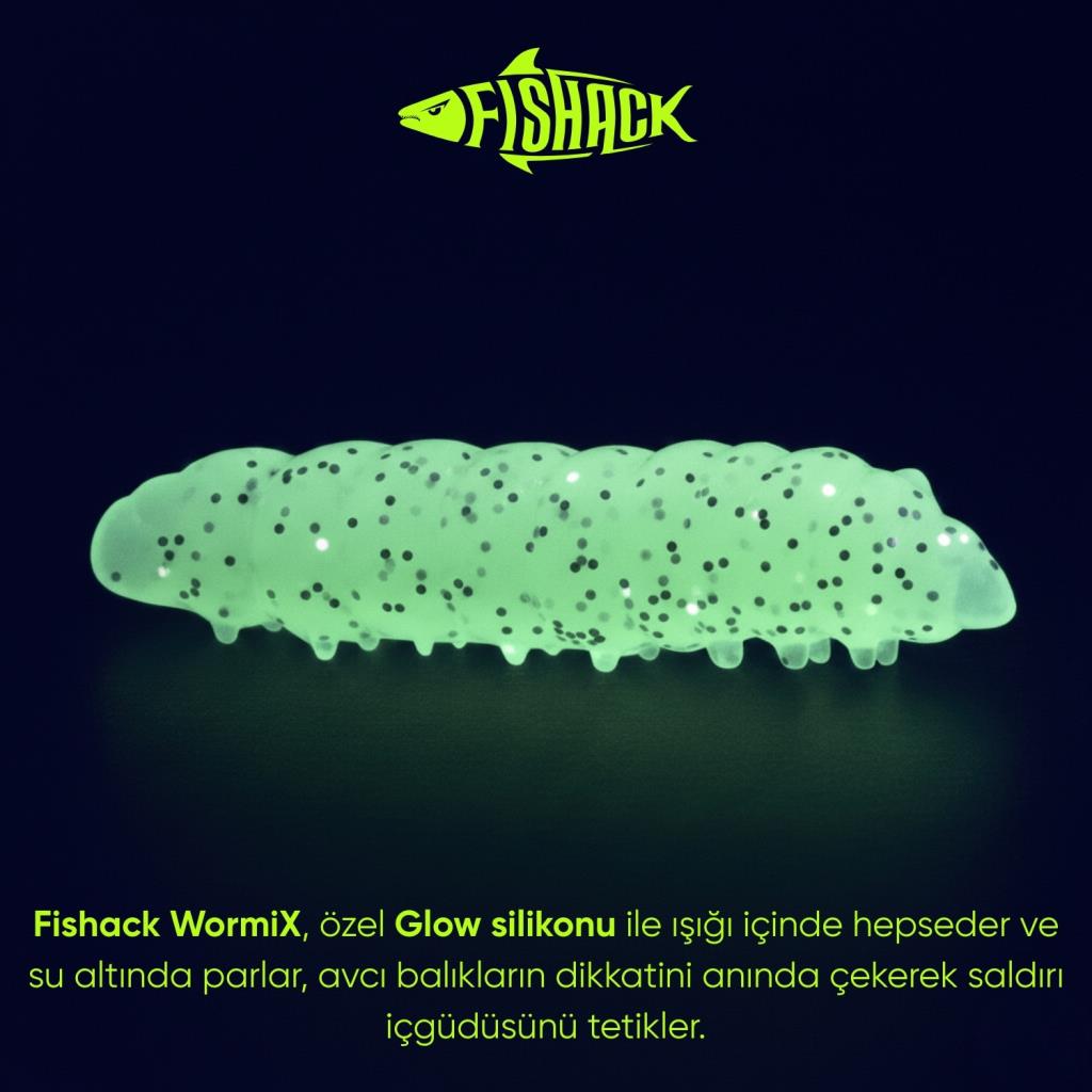 Yüzen Silikon Kurt - Glow Alabalık Yemi - 37mm - Sarımsak Kokulu - Beyaz - Trout Bait