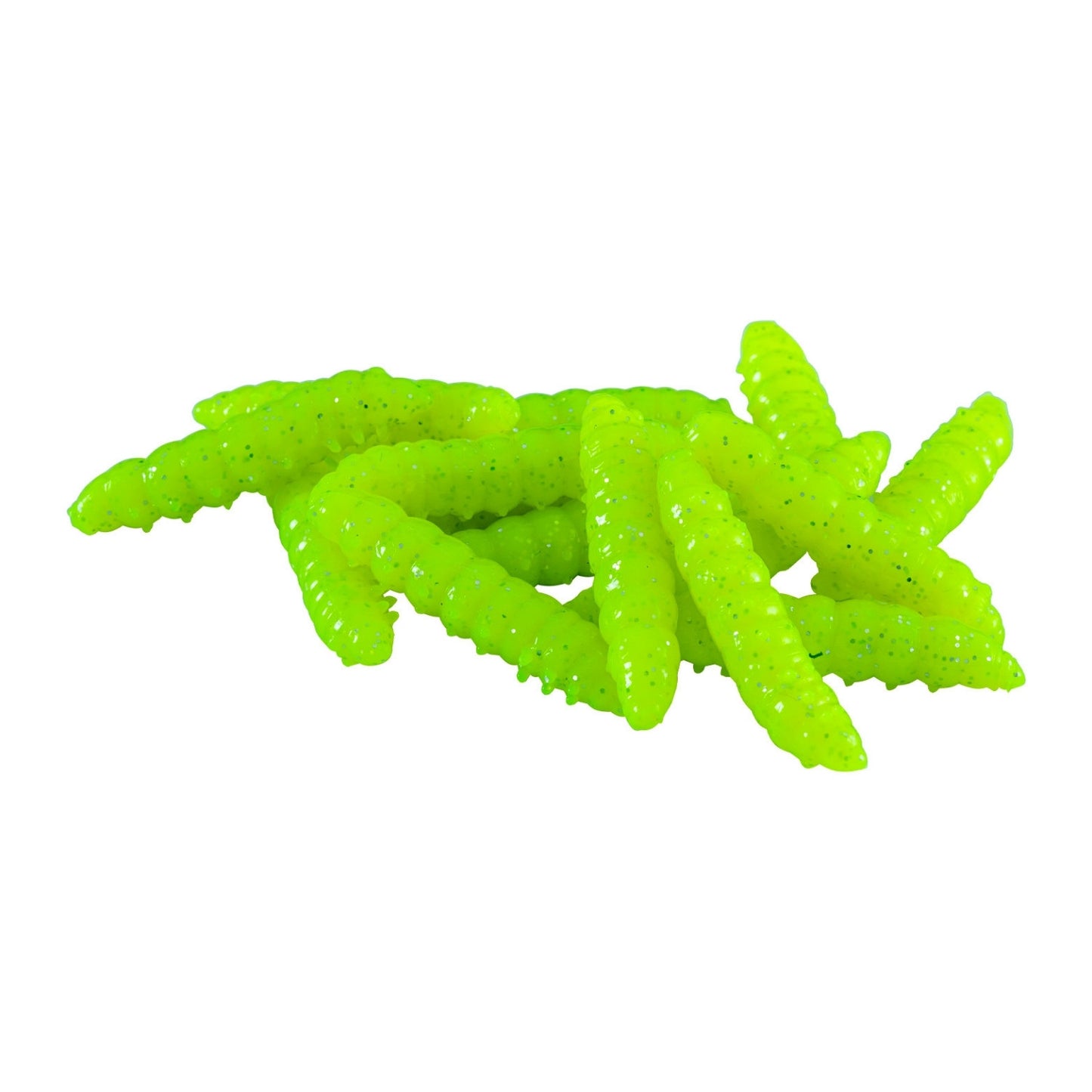 Yüzen Silikon Kurt - Glow Alabalık Yemi - 37mm - Sarımsak Kokulu - Fosfor Yeşili