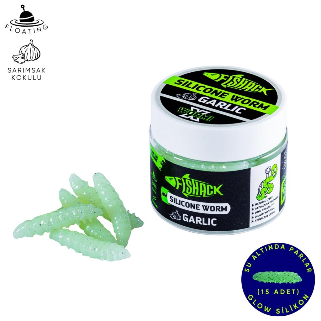 Yüzen Silikon Kurt - Glow Alabalık Yemi - 37mm - Sarımsak Kokulu - Glow - Trout Bait