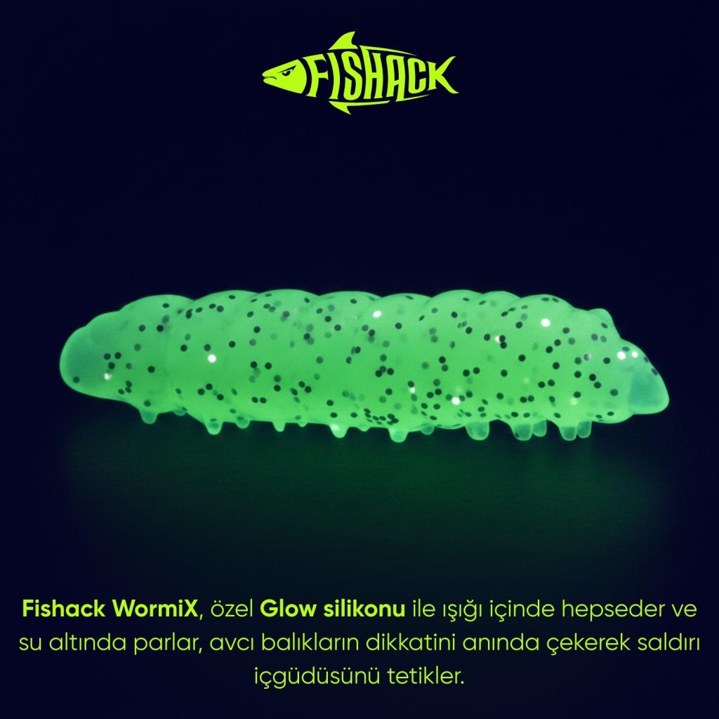 Yüzen Silikon Kurt - Glow Alabalık Yemi - 37mm - Sarımsak Kokulu - Glow - Trout Bait