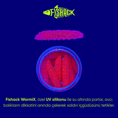 Yüzen Silikon Kurt - Glow Alabalık Yemi - 37mm - Sarımsak Kokulu - Pembe - Trout Bait