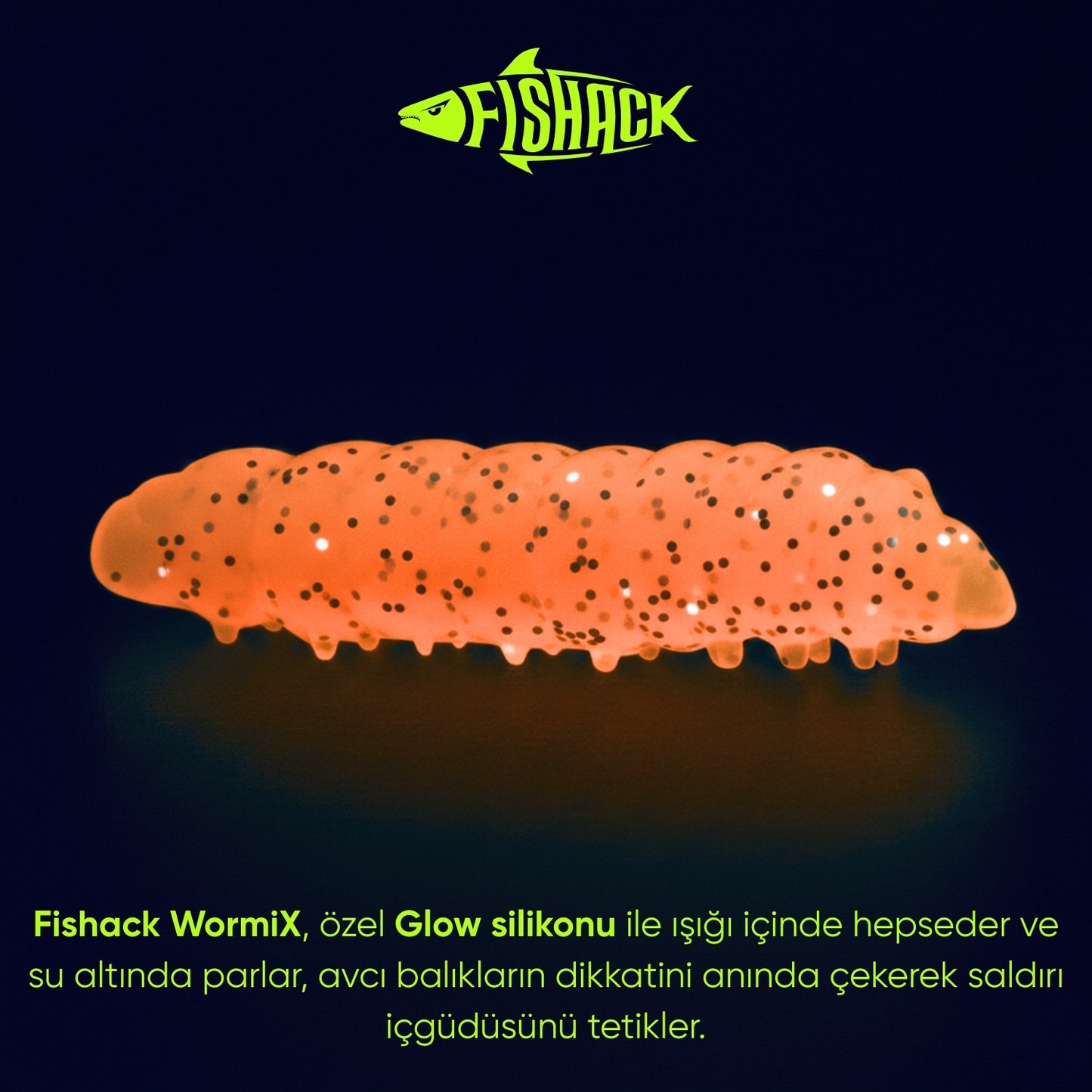 Yüzen Silikon Kurt - Glow Alabalık Yemi - 37mm - Sarımsak Kokulu - Turuncu - Trout Bait
